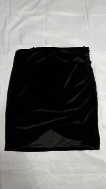Kittenish Black Velvet Ruched Wrap Mini Skirt